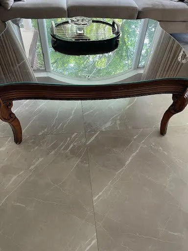Wood Coffee Table with Glass Top