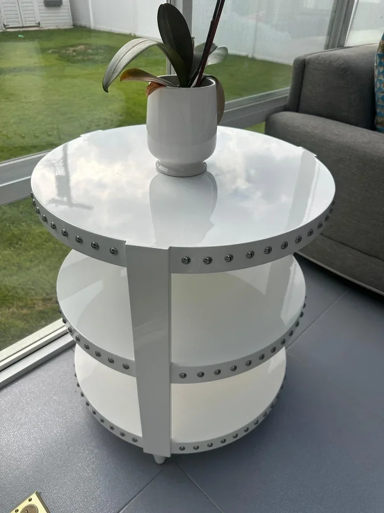 World’s Away Nora White Lacquer Accent Table