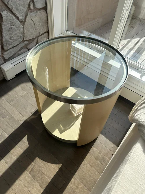 Pair of Bernhardt axiom round chair side tables