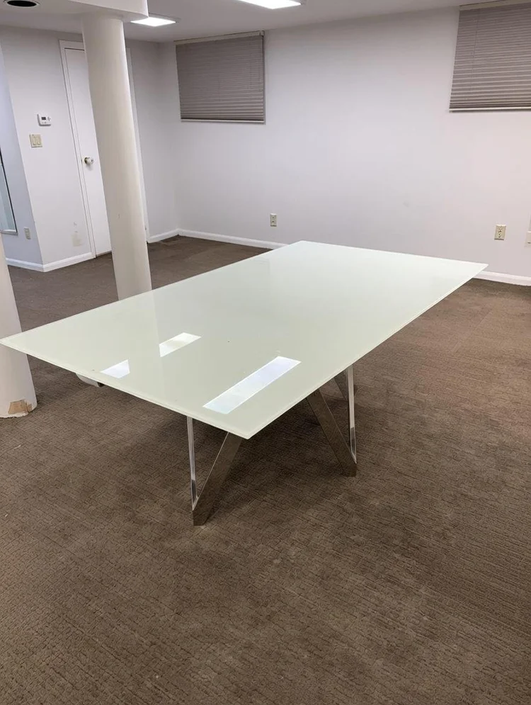 Chintaly Abigail Dining Table in White Glass