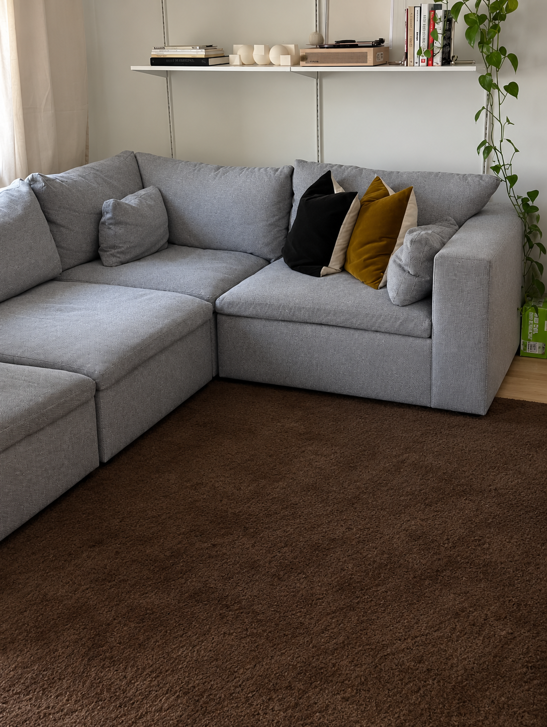 Cozy Gray Sectional and Textured Brown Rug.png