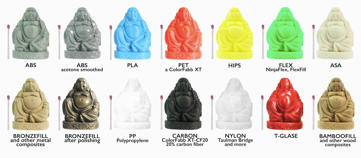 Различные материалы для 3D печати FDM. Фото prusa3d.com