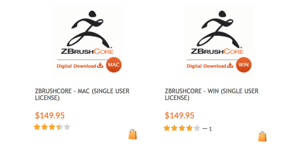 ZBrush Core: цена лицензии для 1 пользователя в 2018-м году
