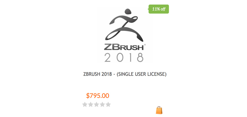 ZBrush: цена лицензии для 1 пользователя в 2018-м году
