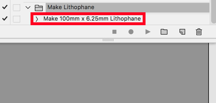 Операция "Make Lithophane.atn" готова к работе