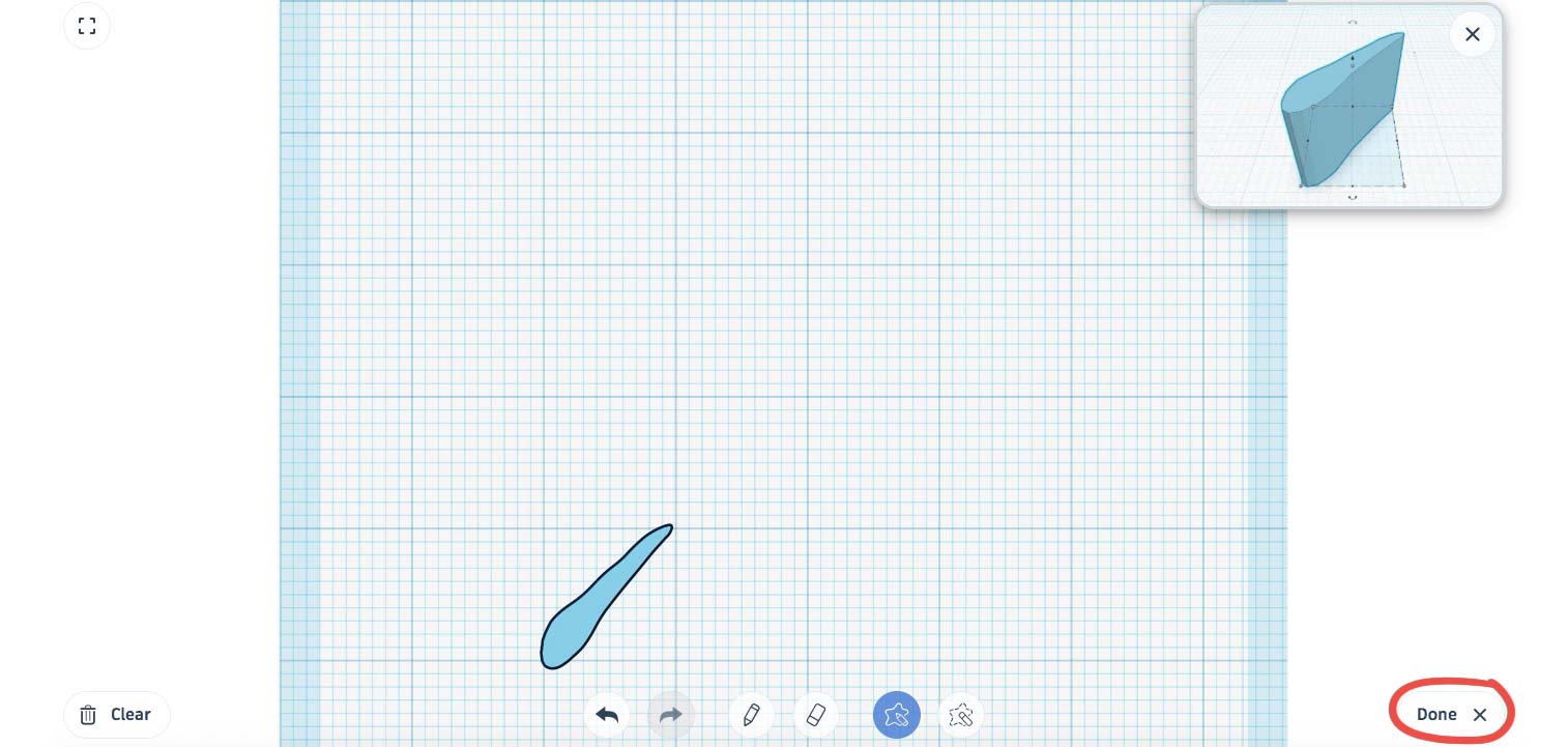 Рисуем листочек для веток с помощью фигуры Scribble и по готовности жмем Done