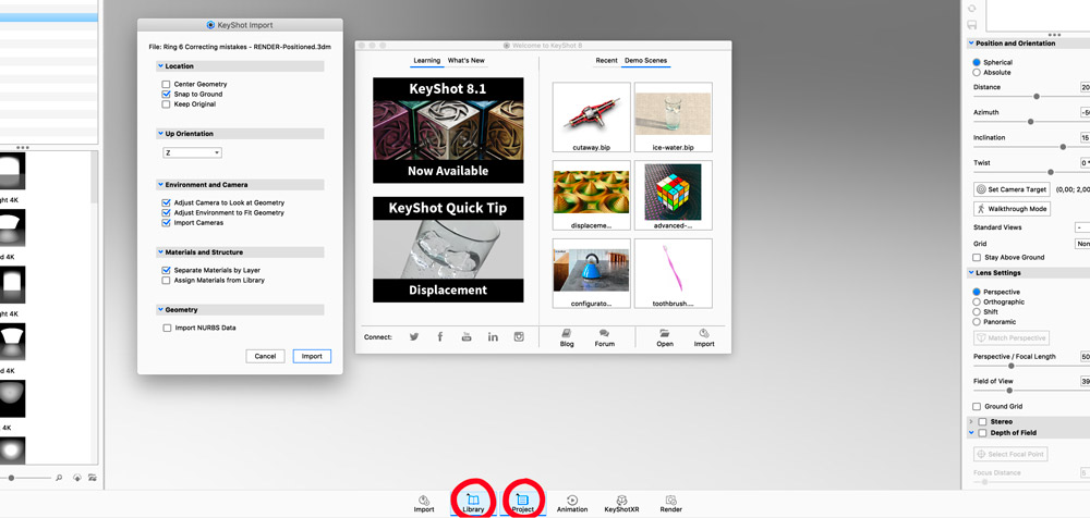 Открываем панели Библиотека и Проект, нажатием на соответствующие кнопки Library и Project