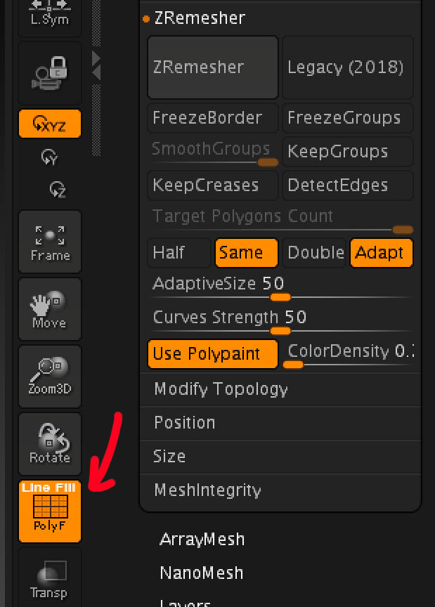 Чтобы увидеть топологию, жмем кнопку Draw Polyframe