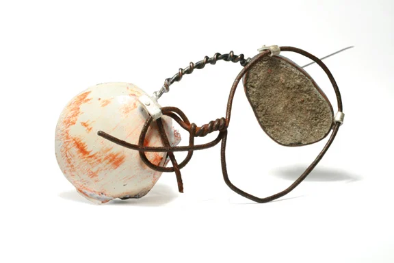 Meris Mosher, Forerunner Brooch 2 (2016) Copper, silver, steel, cement, paint, found object