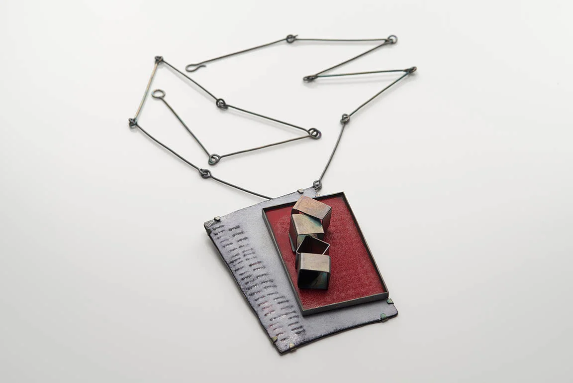 Layered Boxes (2015) Sterling silver, copper, enamel, liver of sulfur patina