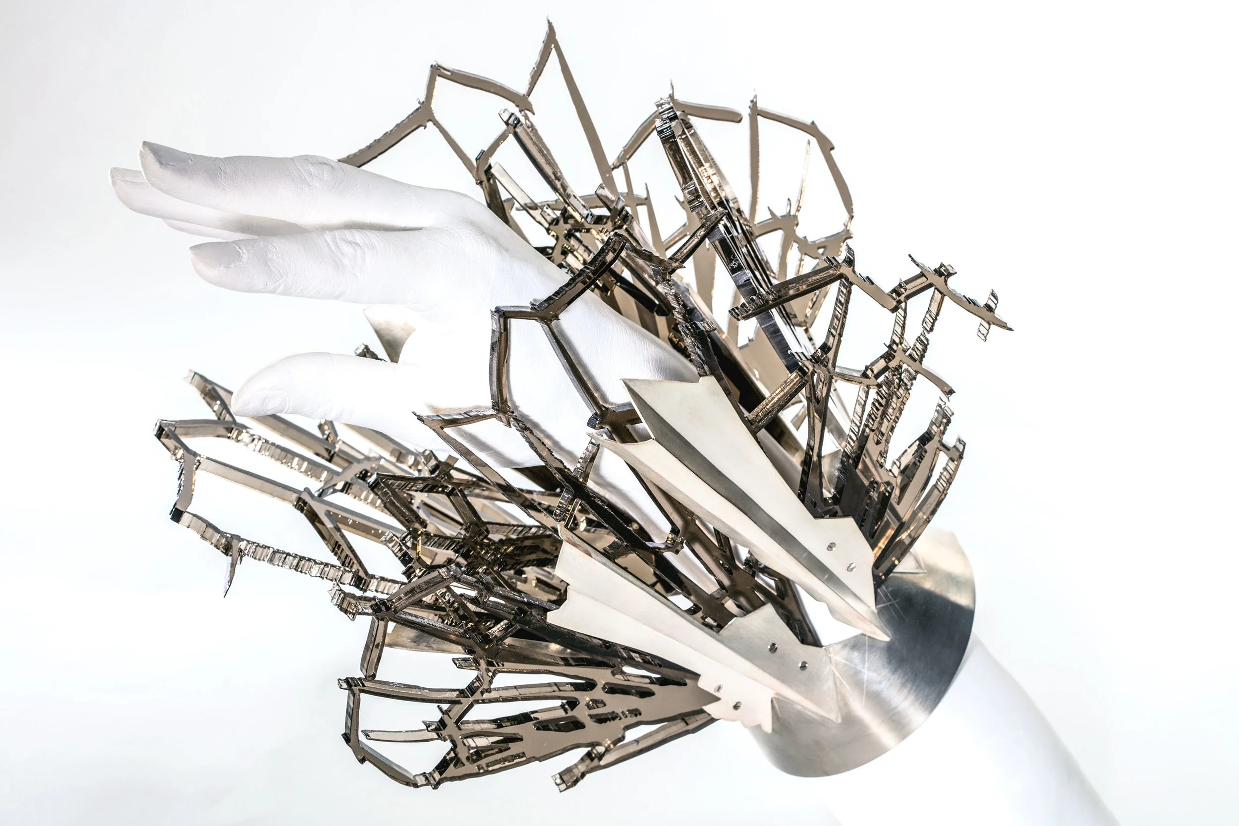Fragmented (2017) Nickel silver, sterling silver, laser cut plexi