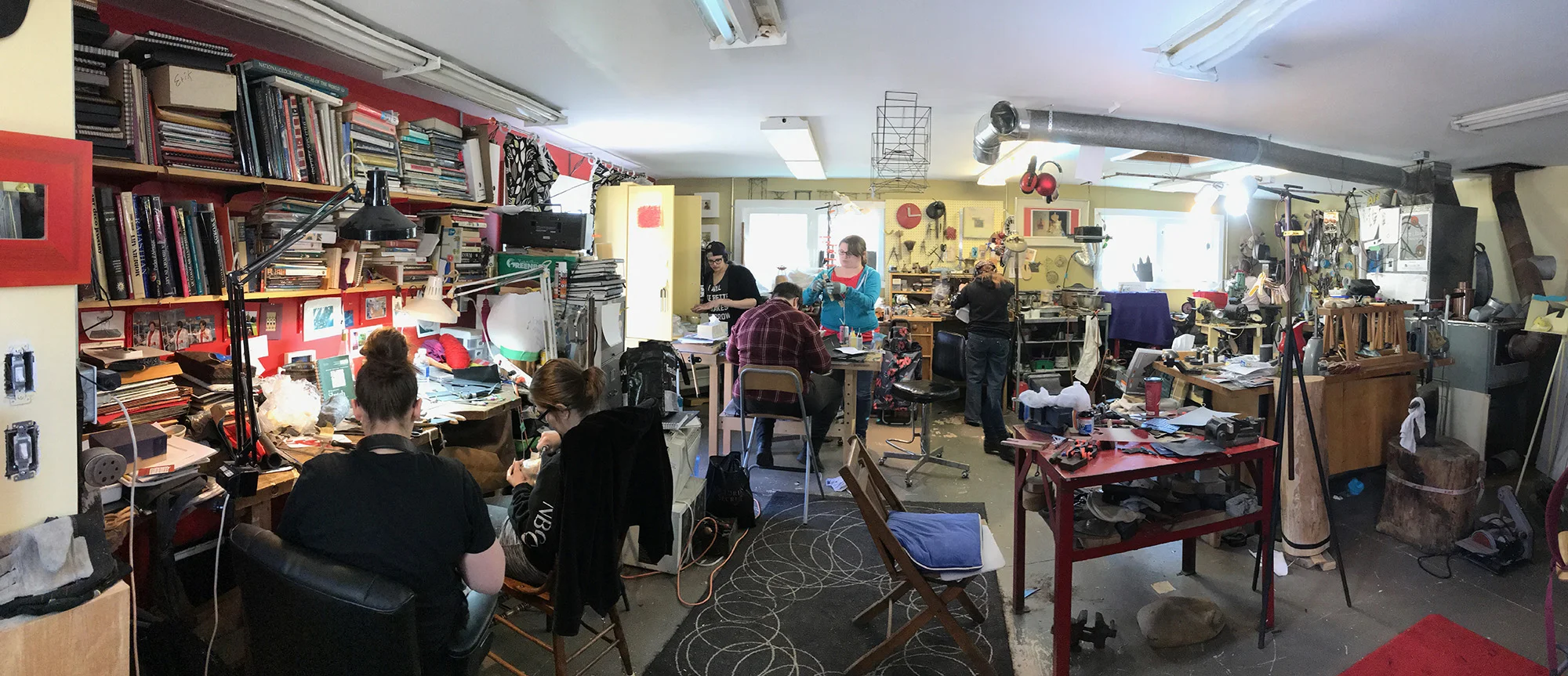 Temporary studio space, after Fredericton flooding Instructor Brigitte Clavette's home studio Image credit: Brigitte Clavette