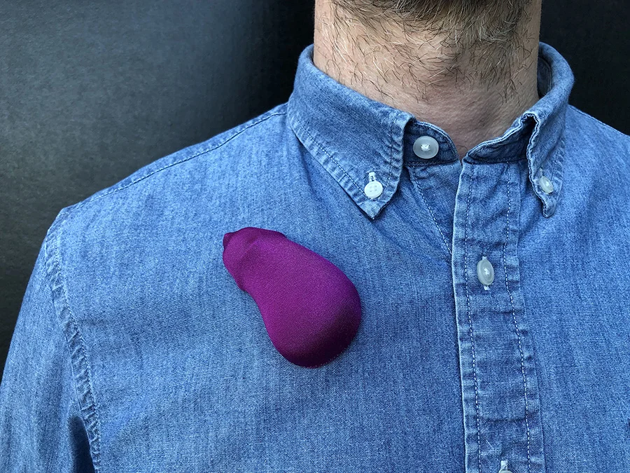 Louise Perrone Aubergine Bisector Fabric, plastic, thread (reclaimed), magnets