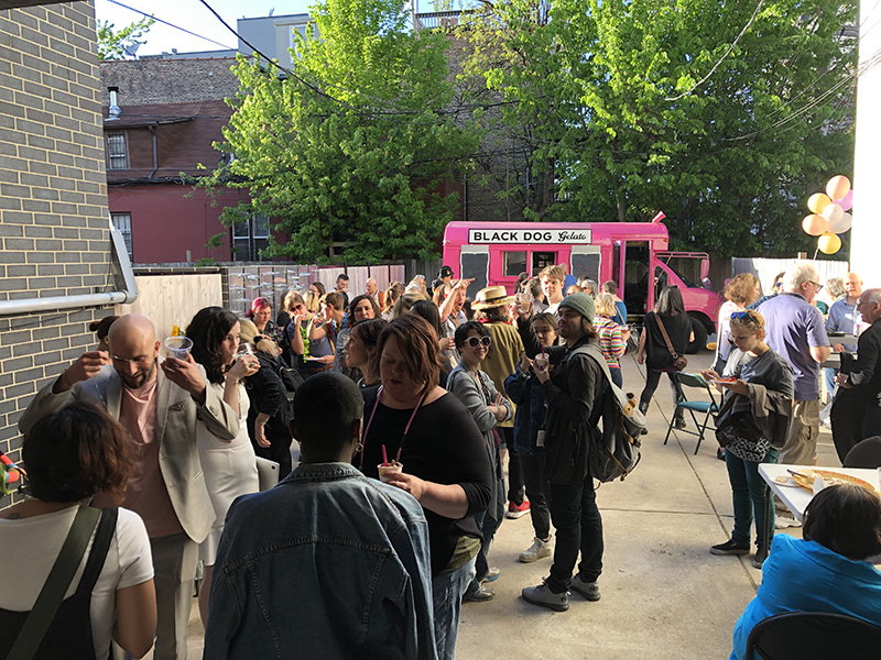 The back patio at Gallery 2052 and the famous ice cream truck!