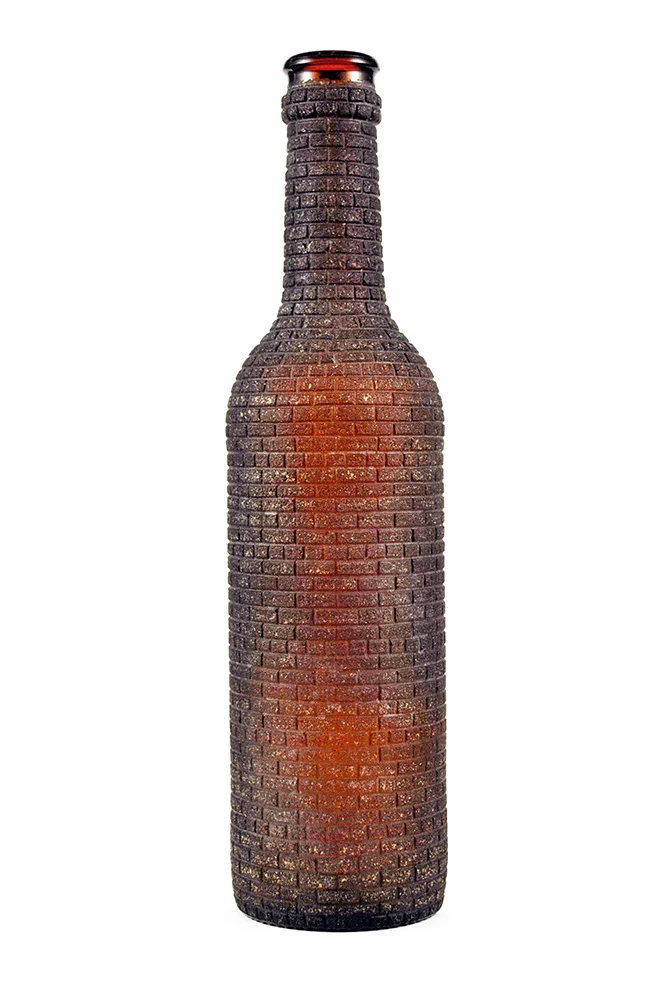 Smokestack I (2017) Carved glass (Estrella Damm beer bottle) Image: M. Adams