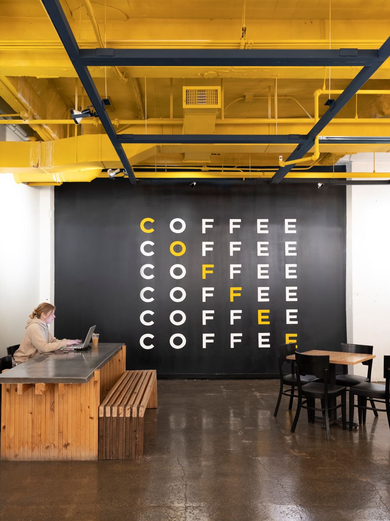 coffee shop mural lighting design