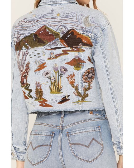 clea and wolf light wash desert scene embroidered cropped denim jacket.jpg