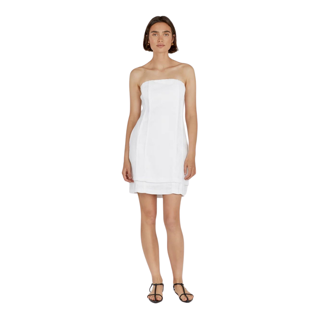 DULCE WHITE LINEN MINI DRESS