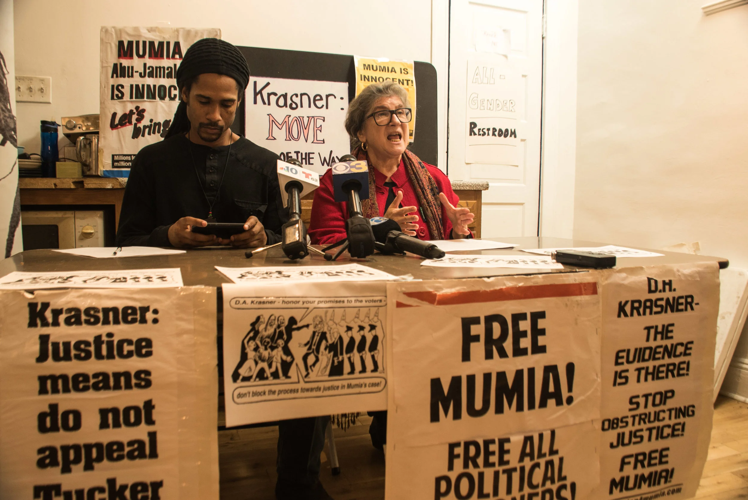 Jan 15, 2019 Press Conference  L to R: Mike Africa JR; Rachel Wolkenstein