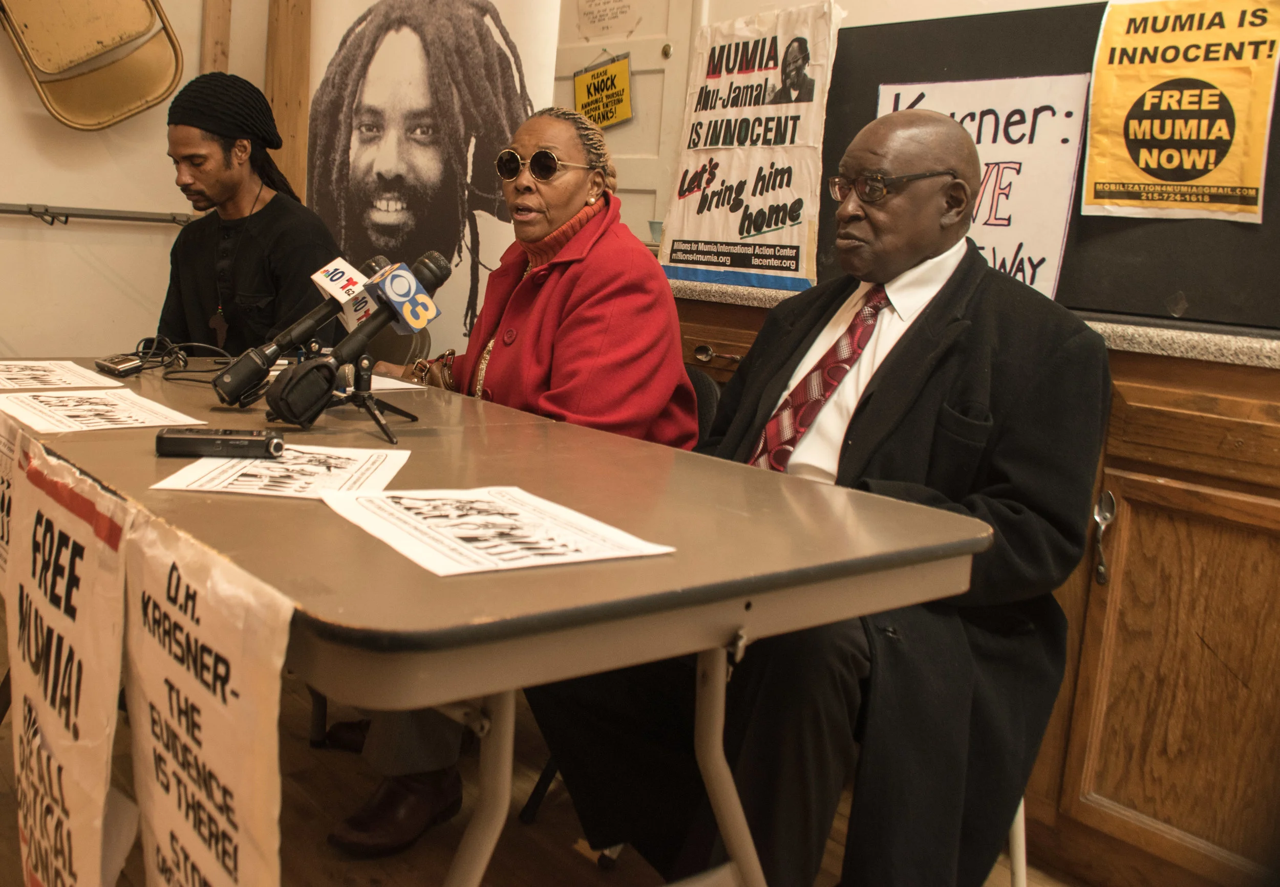 Jan 15, 2019 Press Conference  L to R: Mike Africa Jr, Paula Pebbles, Deacon Matthew Snith