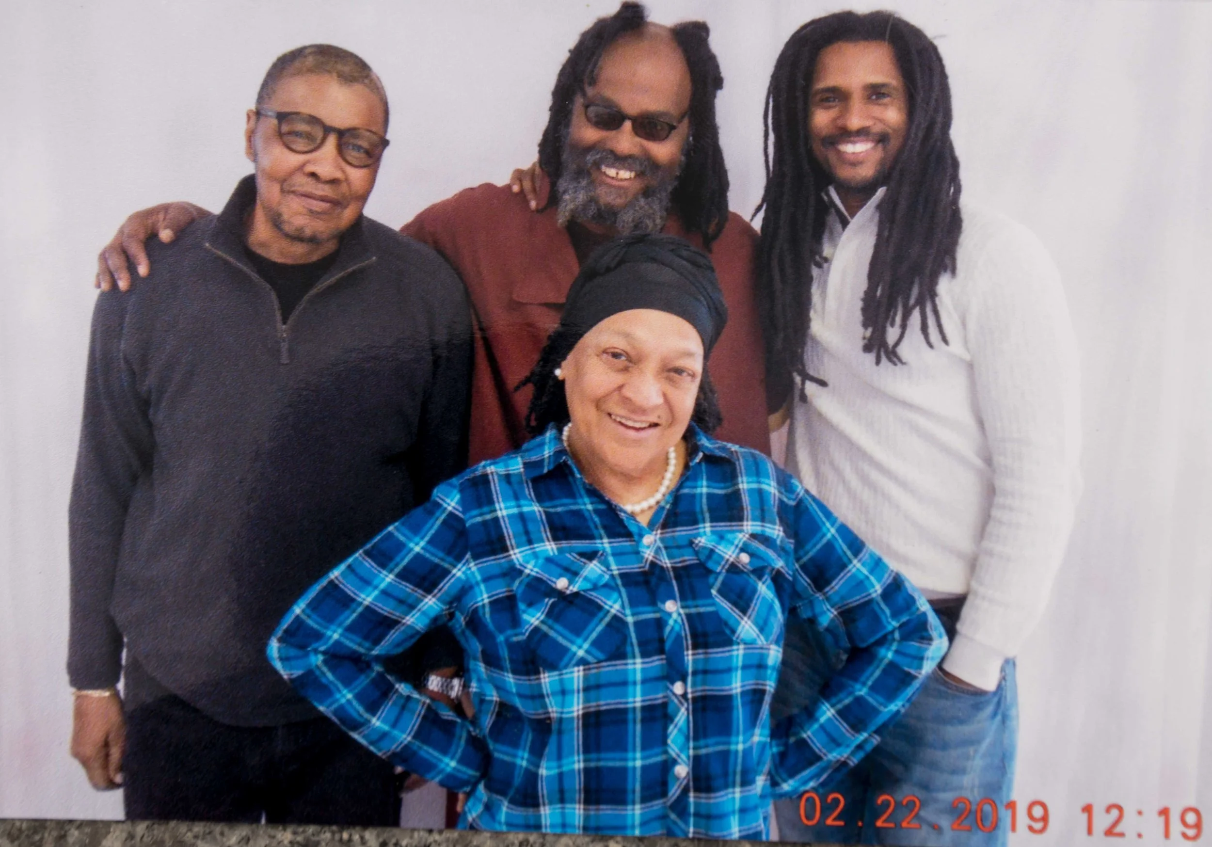 (Front) Pam Africa; Back: Keith Cook, his brother Mumia Abu-Jamal, Mike Africa Jr at SCI Mahanoy Feb 22, 2019