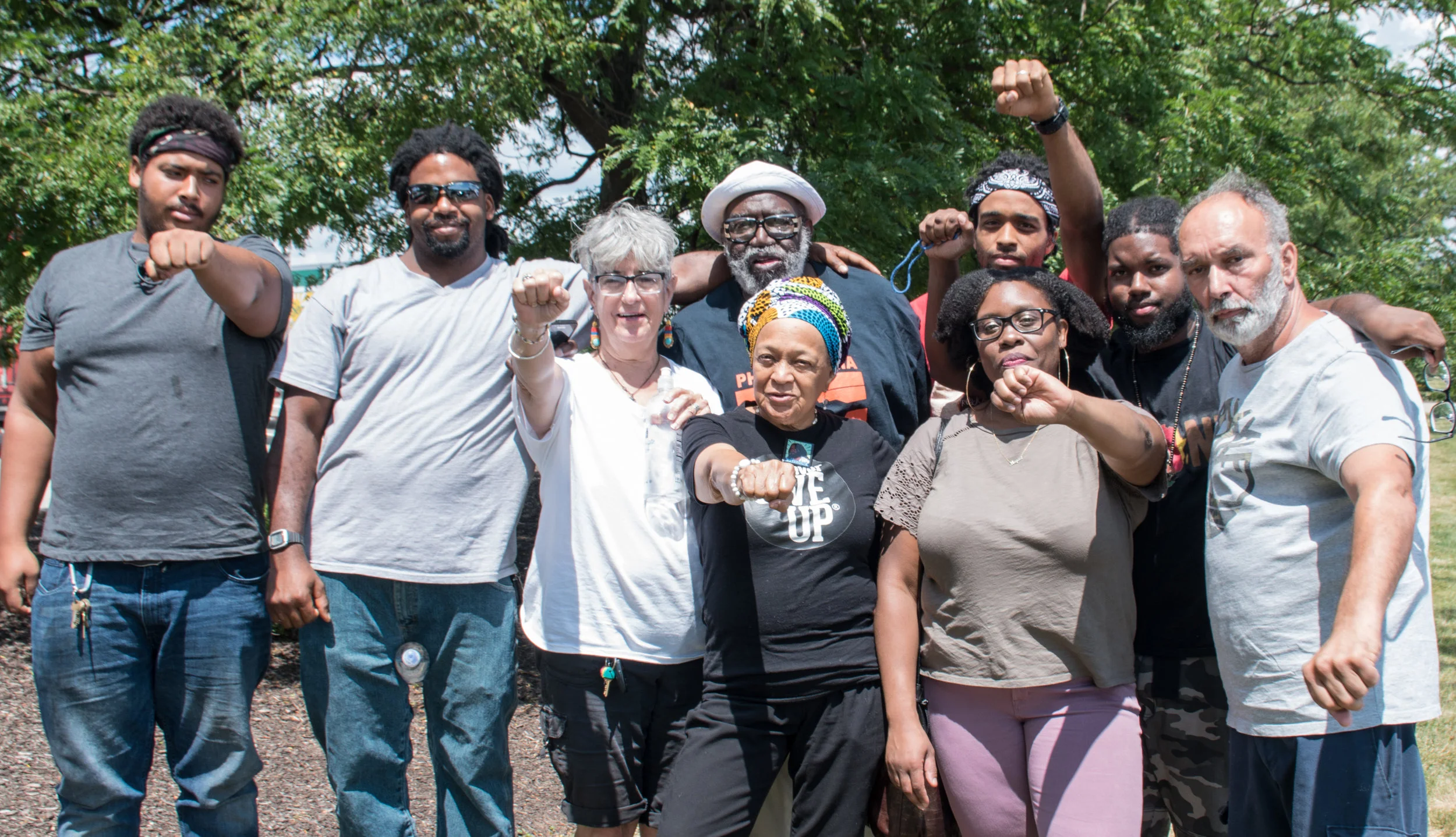 Supporters for MOVE member Delbert Africa on Aug 9, 2019. Photo: Joe Piette