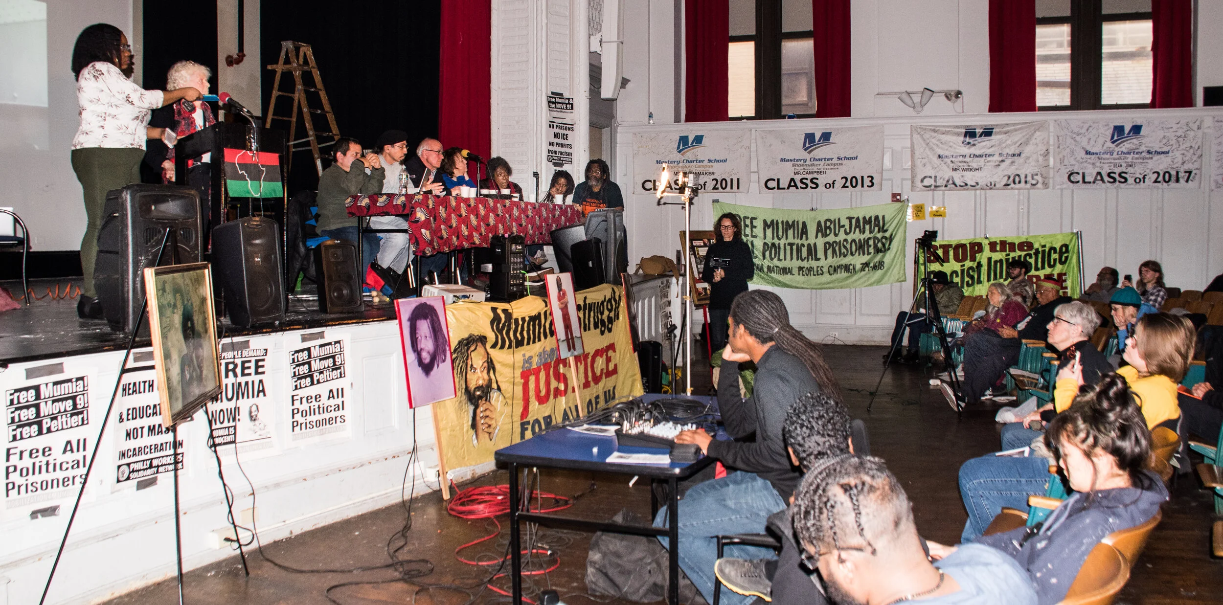 Dev 7 Mumia event in Philadelphia. More photos can be viewed at  https://www.flickr.com/photos/109799466@N06/albums/72157712109218333 .