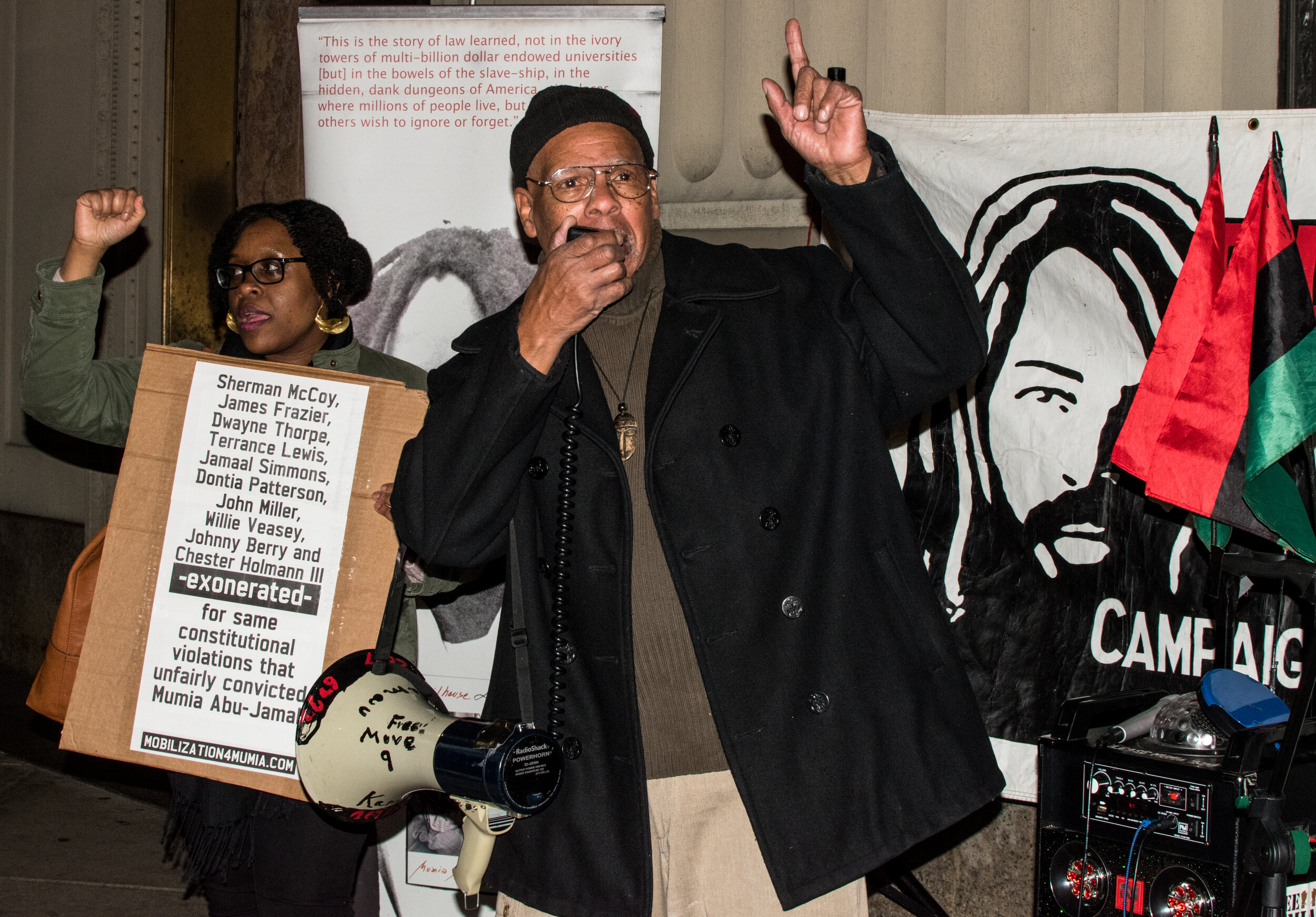 Activists Megan Malachi and Kamau Becktemba outside District Attorney Larry Krasner’s office on Jan 31, 2020. More photos at:  https://www.flickr.com/photos/109799466@N06/albums/72157712922408203
