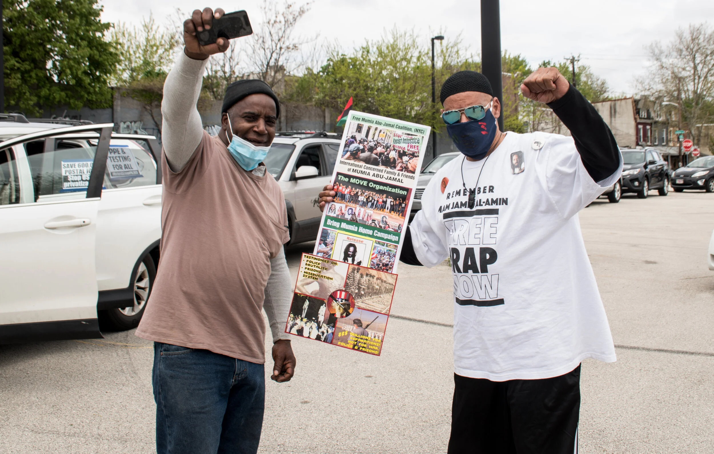 Philadelphia, May 1 - Mumia, Imam Jamil Al-Amin and other political prisoners are represented in the May Day Workers Resistance Caravan which involved over 50 vehicles. Organizations in Philadelphia put together the Caravan in order to fight for people's needs in the time of the covid19 crisis. May 1, known as International Workers' Day, began in response to workers fighting for an 8 hour day who were killed by Chicago police in 1886. Now, in 2020, as many workers are facing state and workplace violence amid the COVID-19 pandemic, we believe that May 1 will be a critical time of resistance for the working class around the world. The caravan took over four hours to drive the ten mile route, reaching from Temple Hospital in North Philly through Center City all the way to South Philly, with stops at: - Temple Hospital - Richard Allen Homes - Tucker House Nursing Home - School District HQ - Hahnemann Hospital - City Hall - CJC; Trader Joe’s; Landlord-Tenant Court; SEPTA; City Workers - 8th St - I.C.E.; Police HQ; Federal Prison; Post Office - Whole Foods - Italian Market - Hoa Binh Plaza