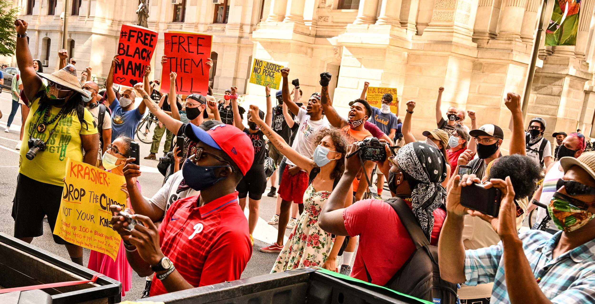 July 13 - The crowd demanding Krasner answer the question. More photos at: https://www.flickr.com/photos/109799466@N06/albums/72157715089796108/with/50110133581/