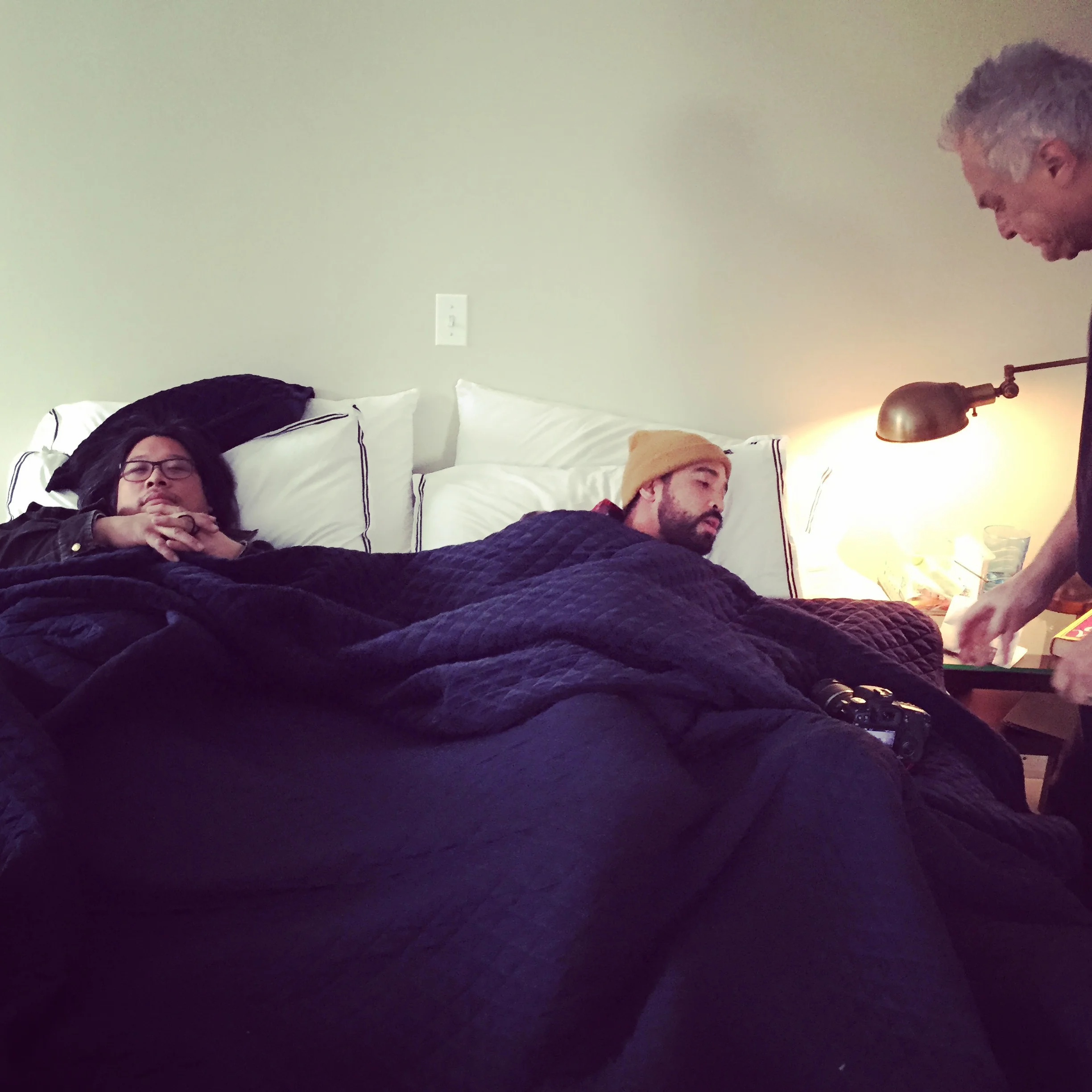 MY PRODUCTION DESIGNER &amp; AD NAPPING.&nbsp; &nbsp;MY DP TUCKING THEM IN.