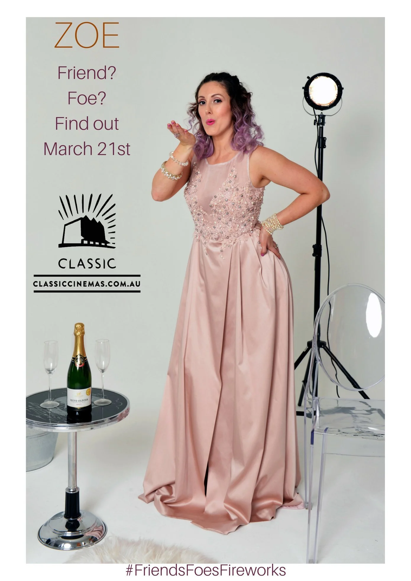 Friends, Foes & Fireworks feature film produced by Nexus Production Group - Art director for alternative promotional photograph and designer of Canva social media post to promote the world premiere (photo by An La)