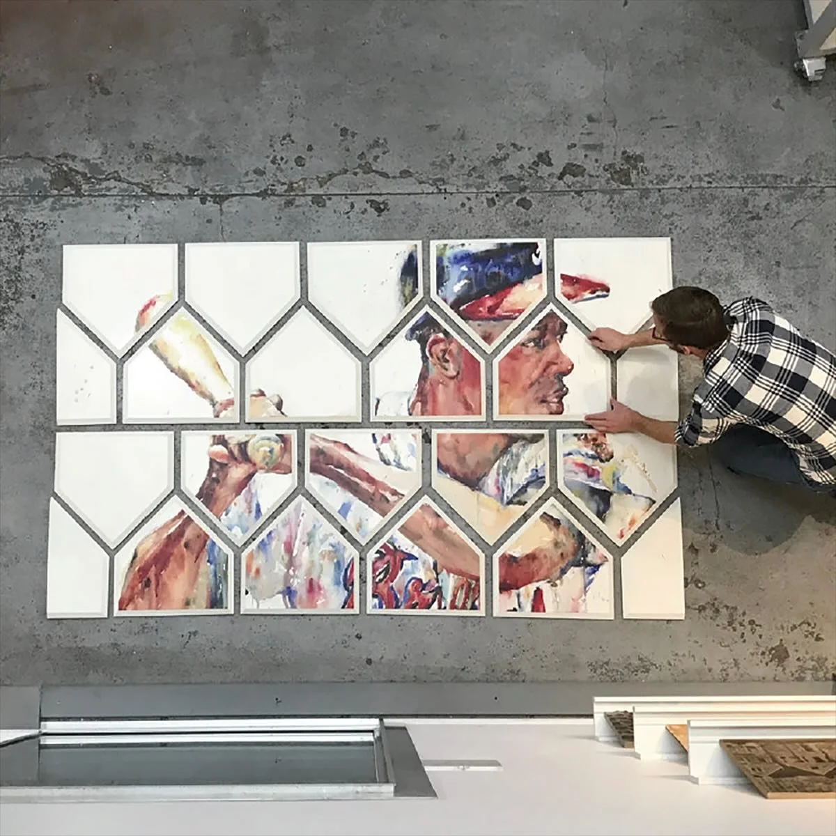 More often than not the artwork is so large you have to photograph from above&hellip;
#artconsulting #artstudio #hospitalitydesign #workplacedesign #interiordesign #hospitalityart #creativeworkspace