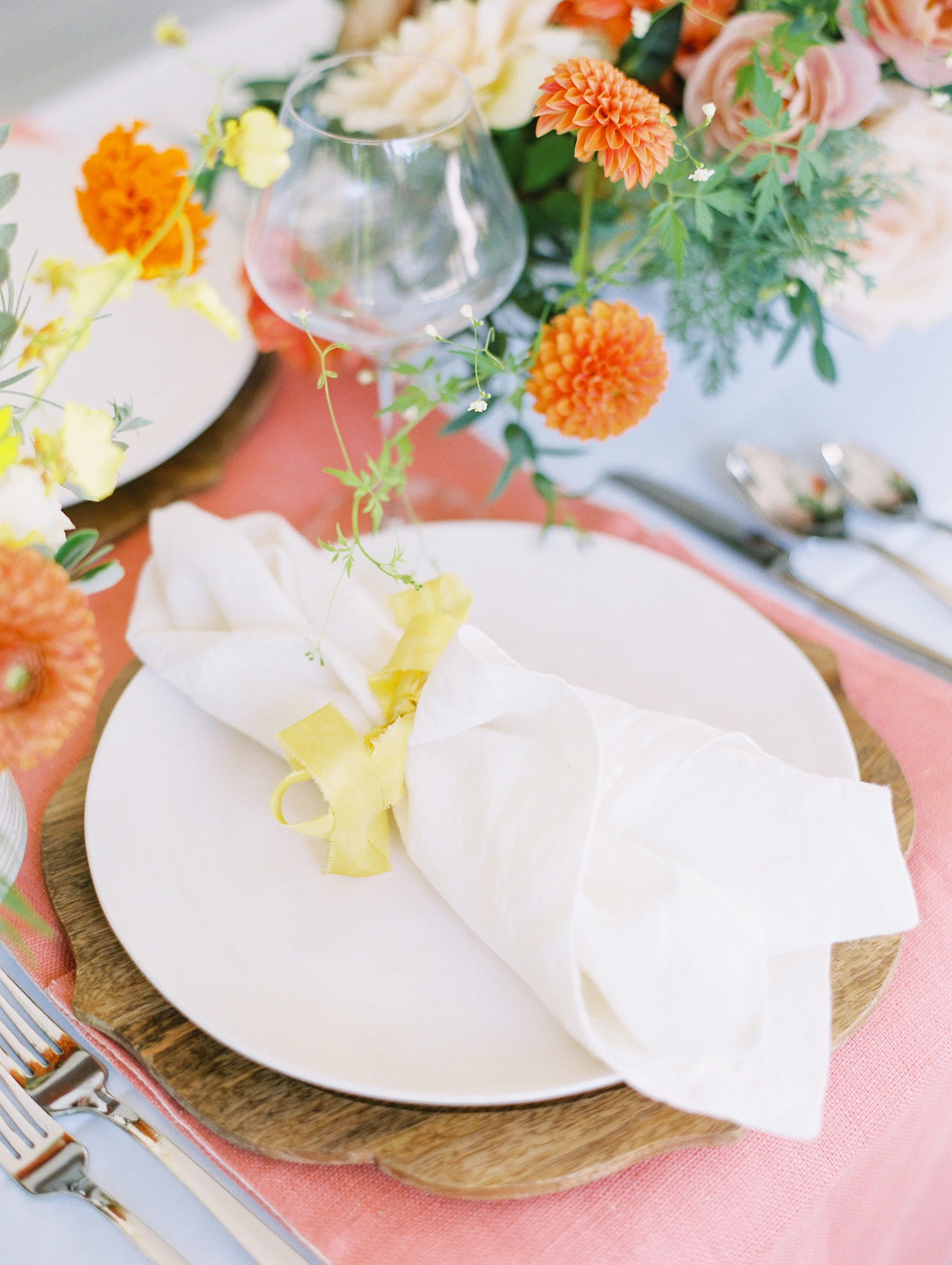 Photography: Ashley Slater Photography Floral: Windflower Design Co Ribbon: Rosemarine Textiles 1” chiffon ribbon in Dusty Rose Ribbon: Rosemarine Textiles 1” habotai ribbon in Sunny Yellow Stationary: Sable and Gray Paper Co Planning & Design: Sarah Rhodes Boyce Weddings