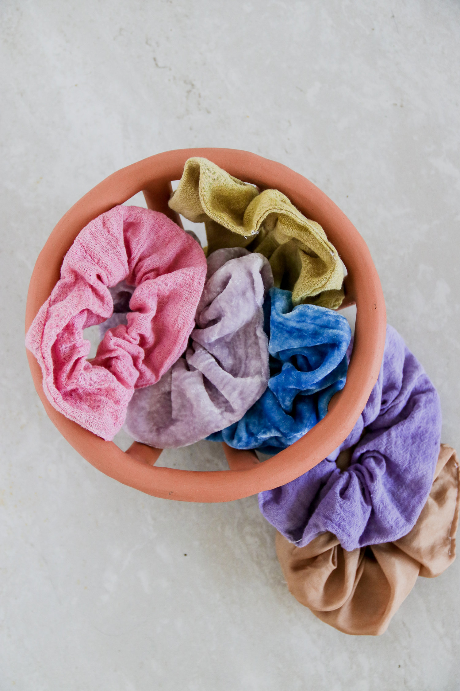 Set of Three Scrunchies | Hand Dyed Naturally | Rosemarine Textiles