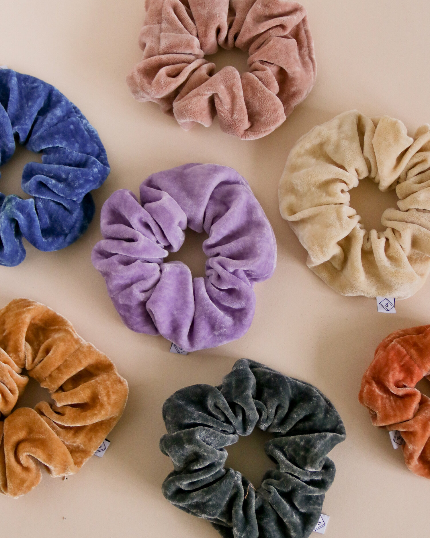 Set of Three Scrunchies | Velvet Hand Dyed Naturally | Rosemarine Textiles