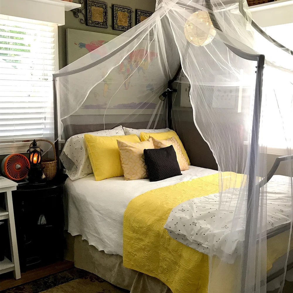 07-08 Bees Bedroom 2-Bed w-netting and beehive.jpg
