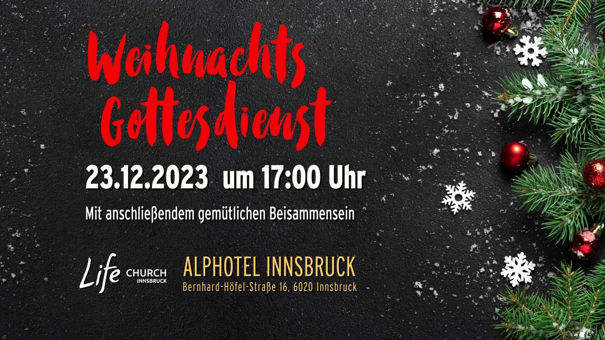 Weihnachtsgottesdienst im Alphotel Innsbruck