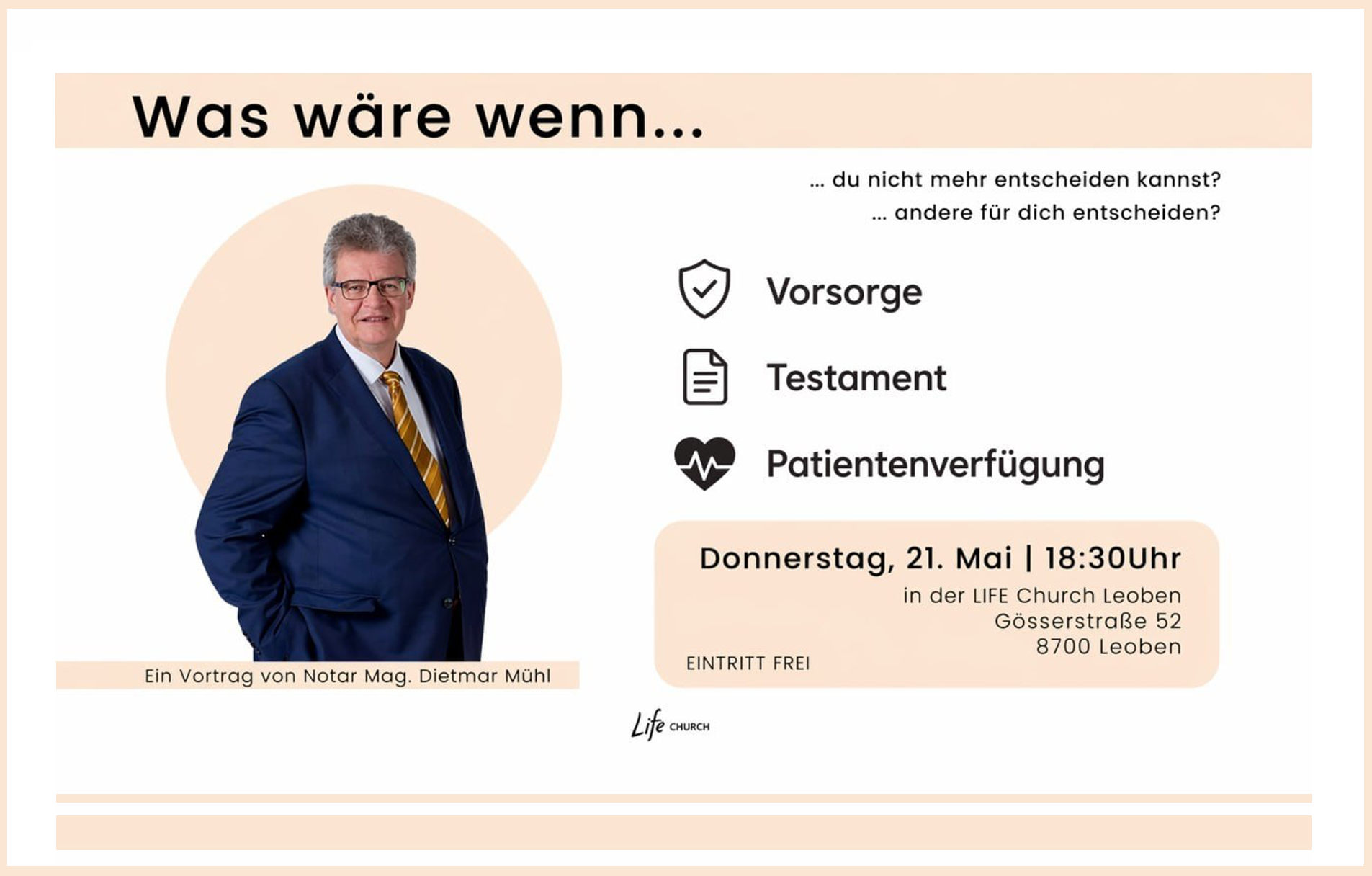 Vortrag zum Thema Testament, Vorsorgevollmacht und Patientenverfügung