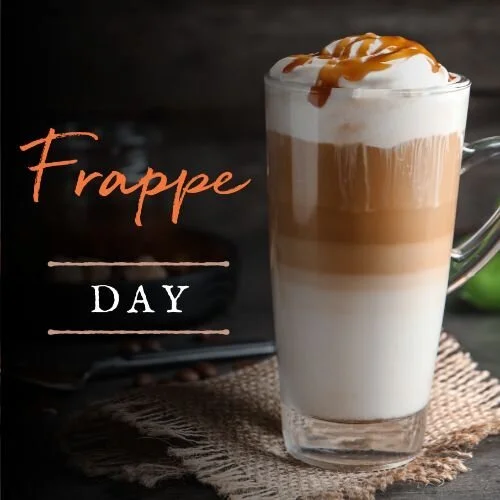 October 7 #FrappeDay Fun fact: Frappè is a french word that means “chilled” in french BUT the drink coffee frappeé originated in Greece! How cool is that? Next time you order that at Starbucks, bet you’ll feel very fancy 😏 Happy #FrappeDay from _______ Apartments! (you can also do a Starbucks gift card giveaway-ask residents to like and comment their favorite Starbucks drink on your post to enter the drawing).