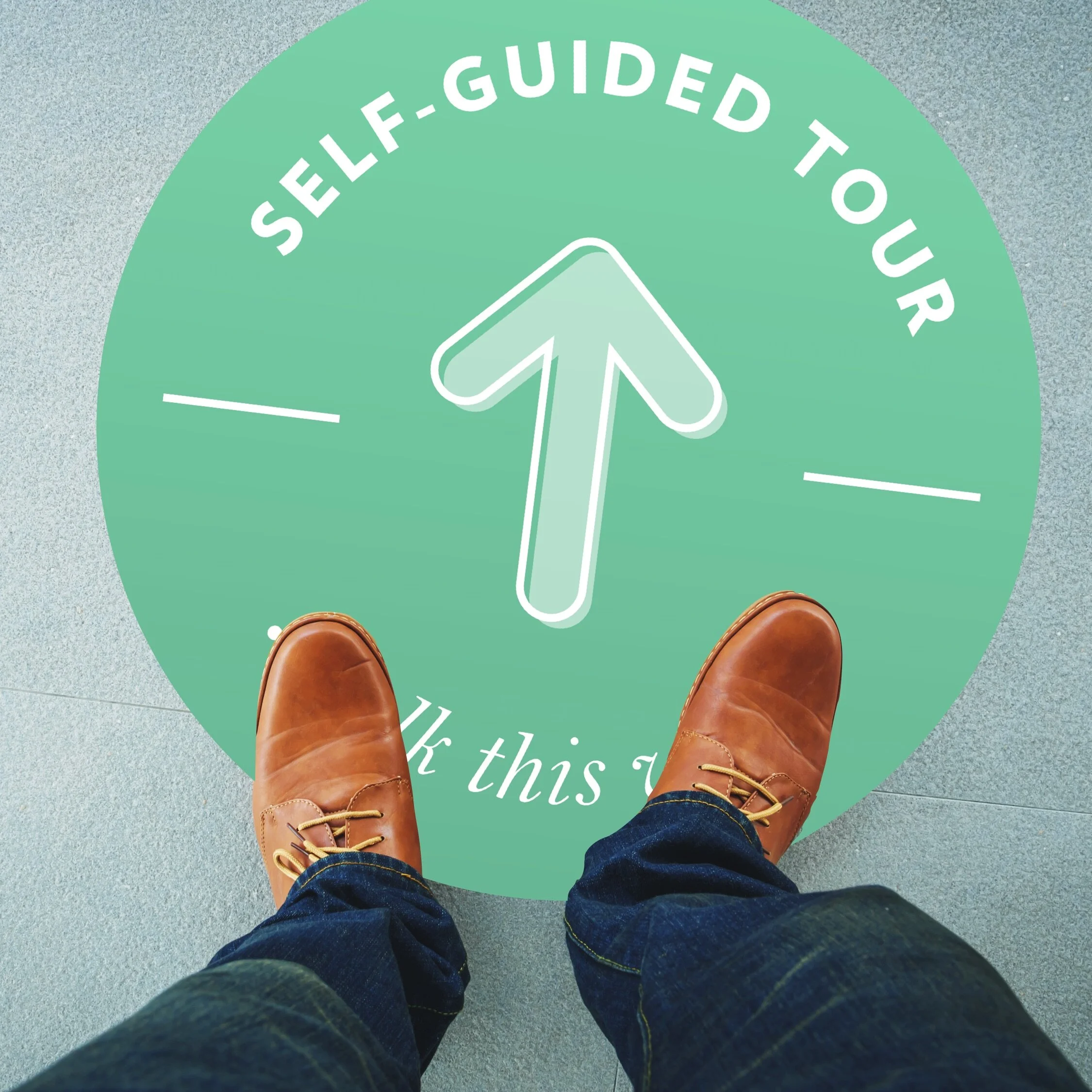 24" Floor Vinyl Decal: Minimal Self-Guided Tour Directional [SH1057]