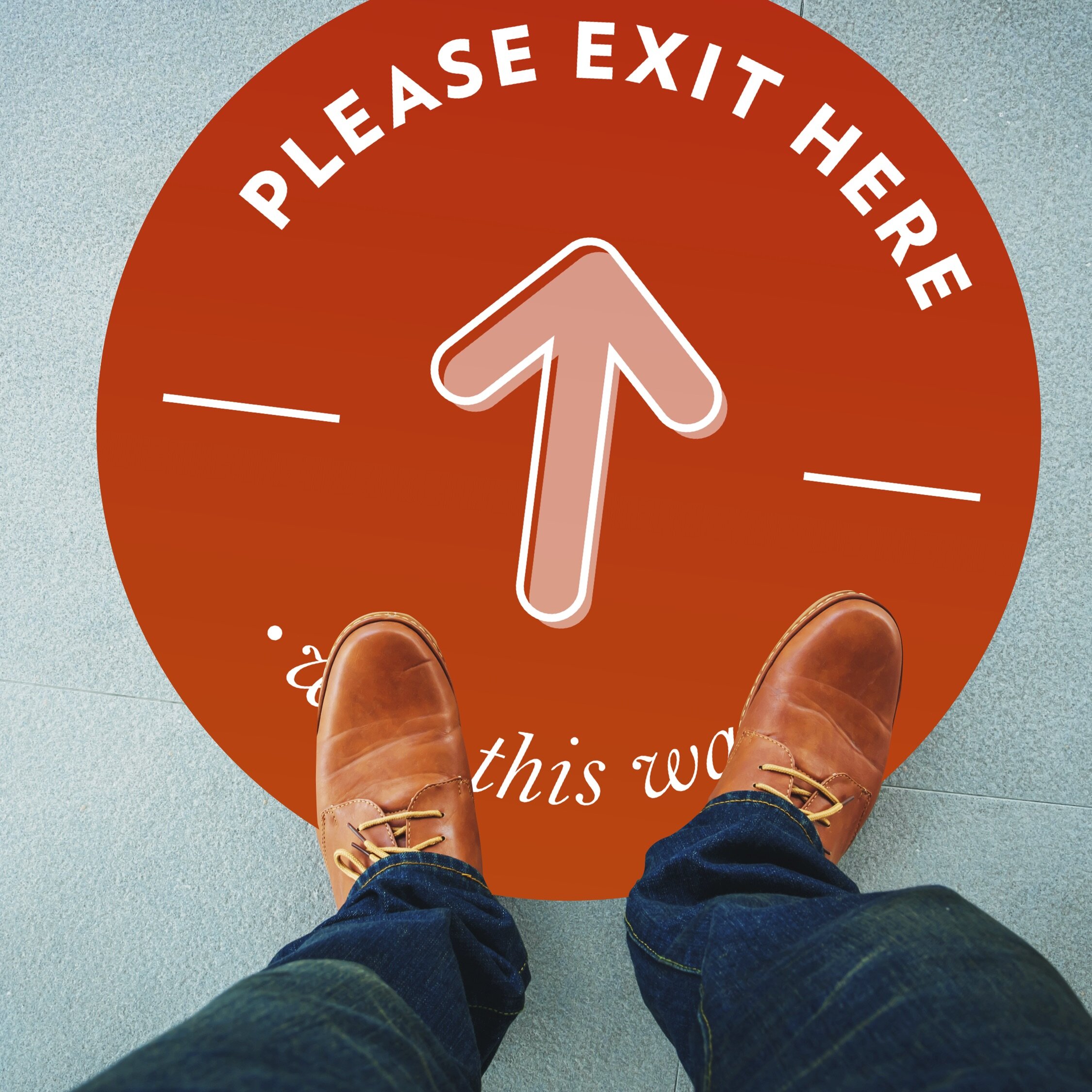 24" Floor Vinyl Decal: Minimal Exit Directional [SH1061]