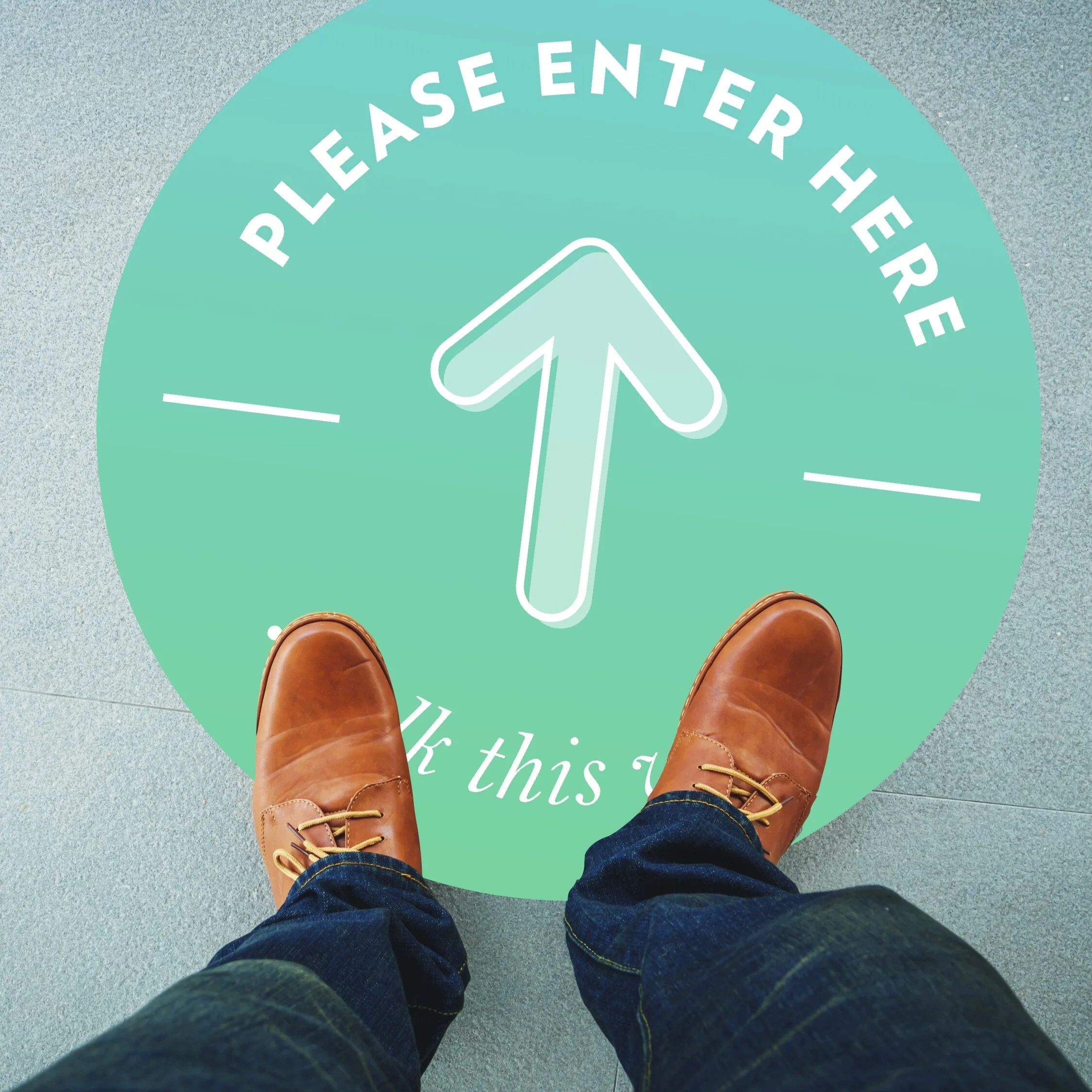 24" Floor Vinyl Decal: Minimal Enter Directional [SH1062]