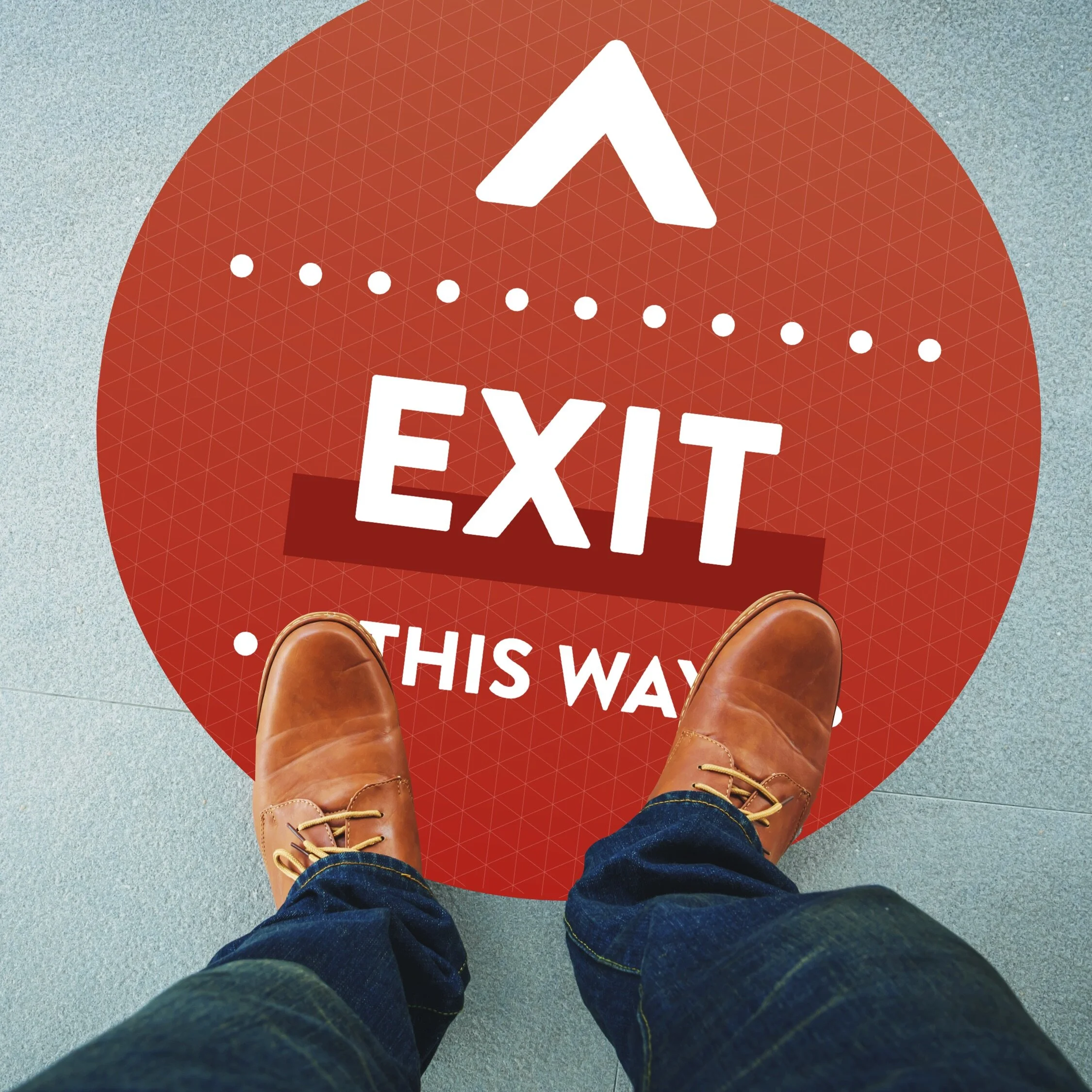 24" Floor Vinyl Decal: Bright Exit Directional [SH1064]