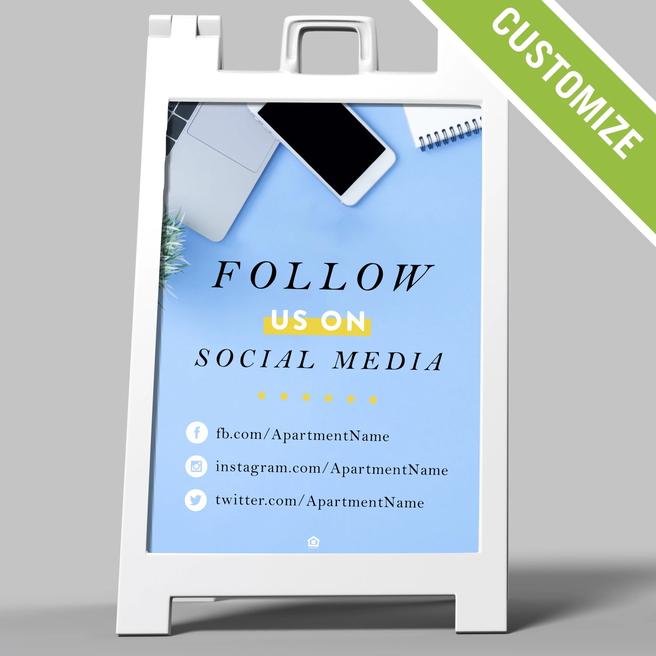 Customized A-Frame Sign: Bright Social Media [SH1078-C]