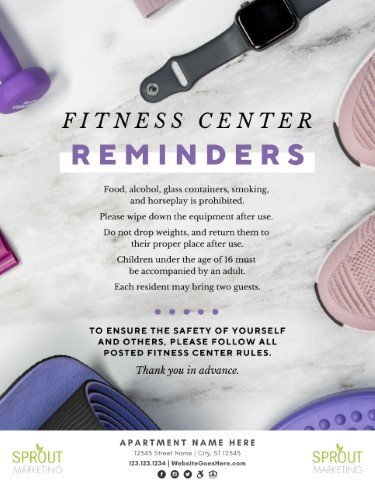 CA2856-FITNESS CENTER REMINDERS PURPLE