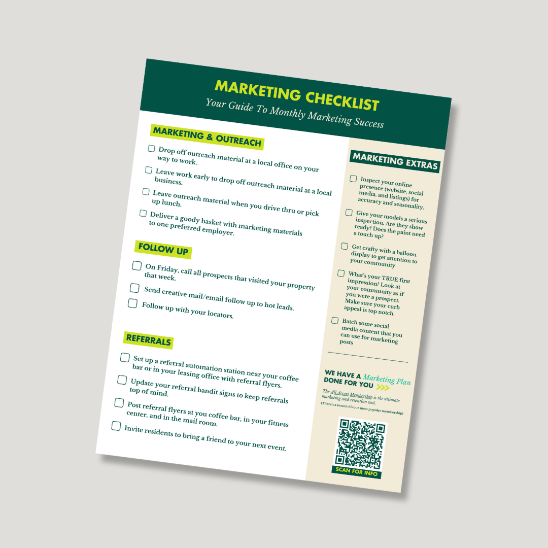 Monthly Marketing Checklist