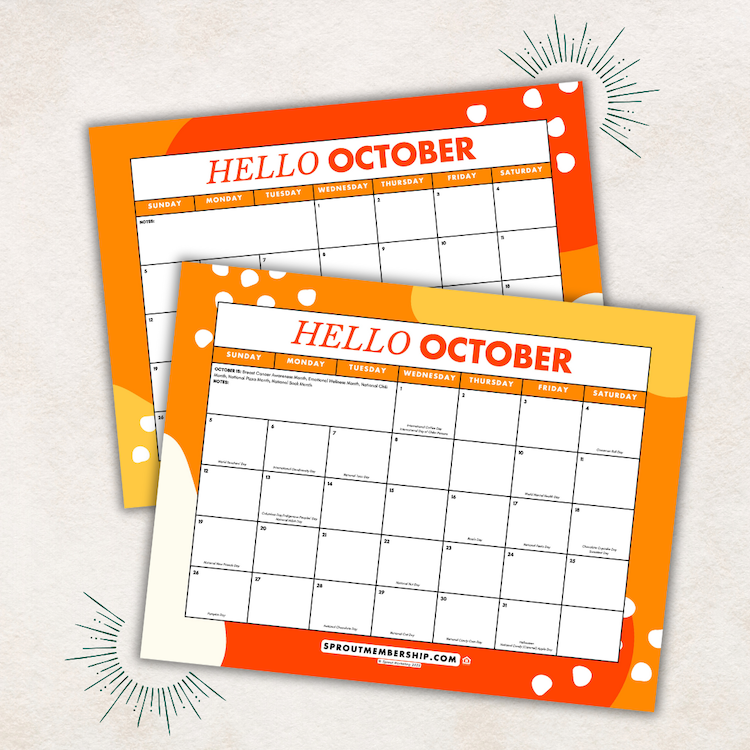 October Member Preview &amp; Calendars
