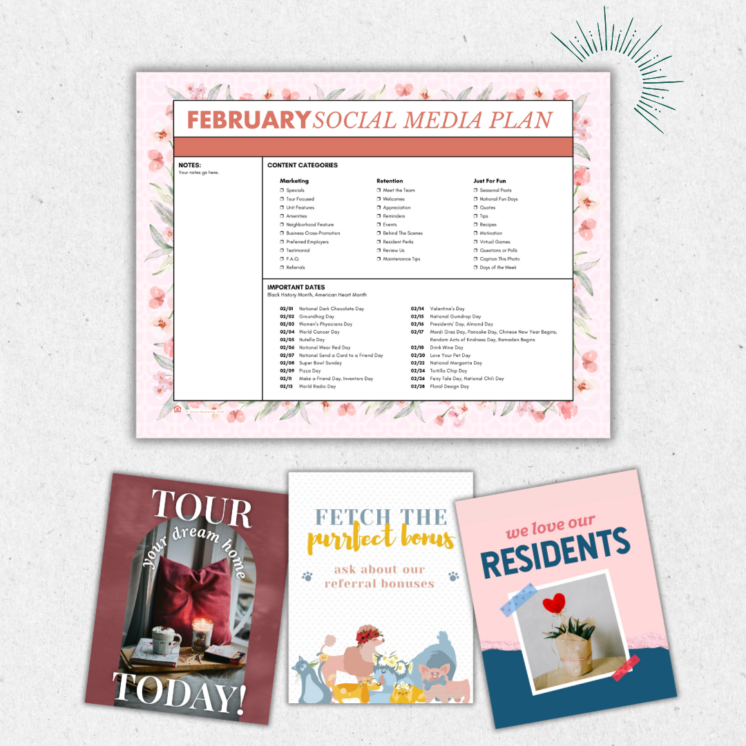 February Social Media Planner, Post Ideas + Training