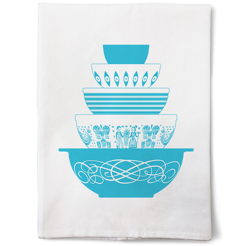 Vintage Pyrex Tea Towels Green